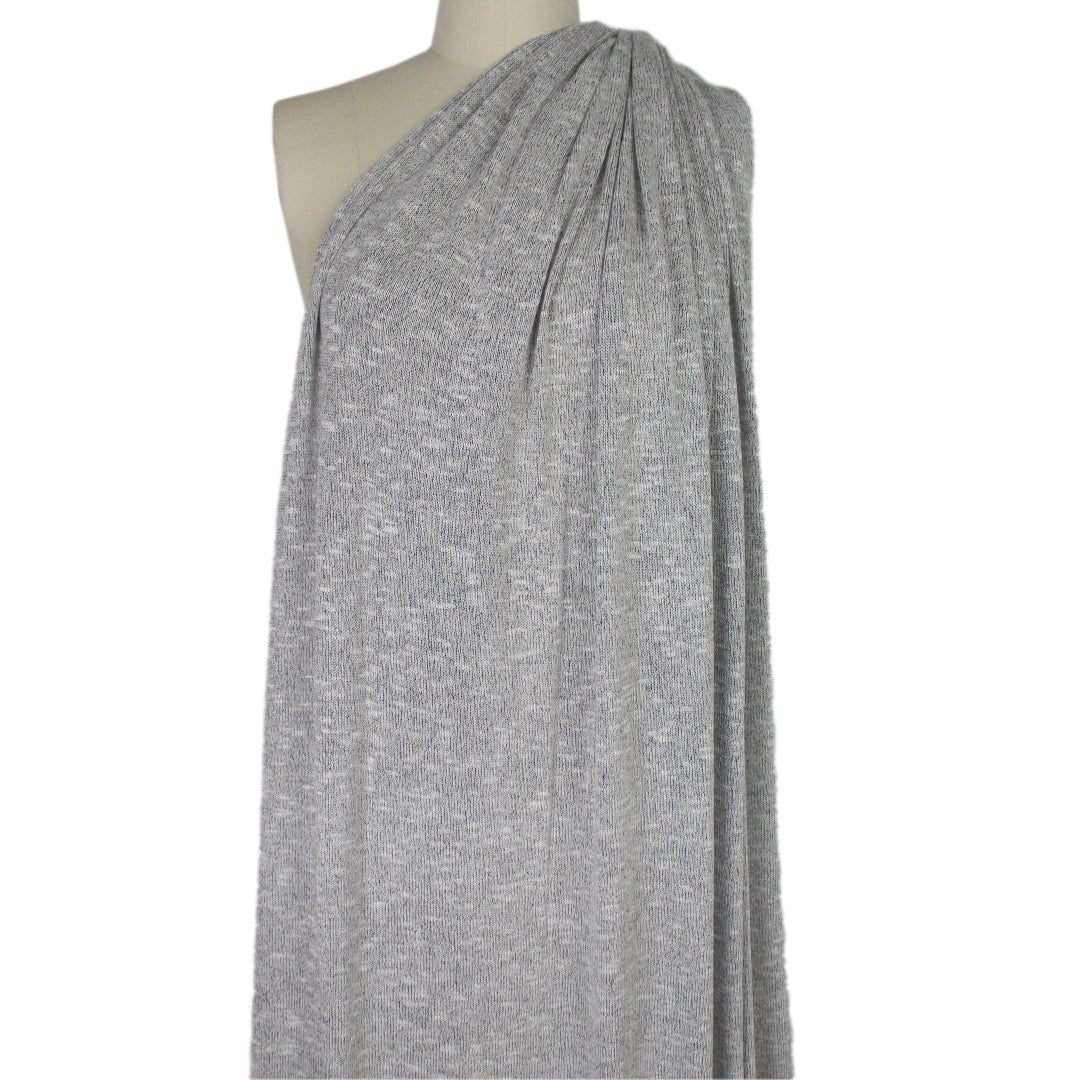 CA designer variegated rayon sweater knit - frosty gray 1.125 yds