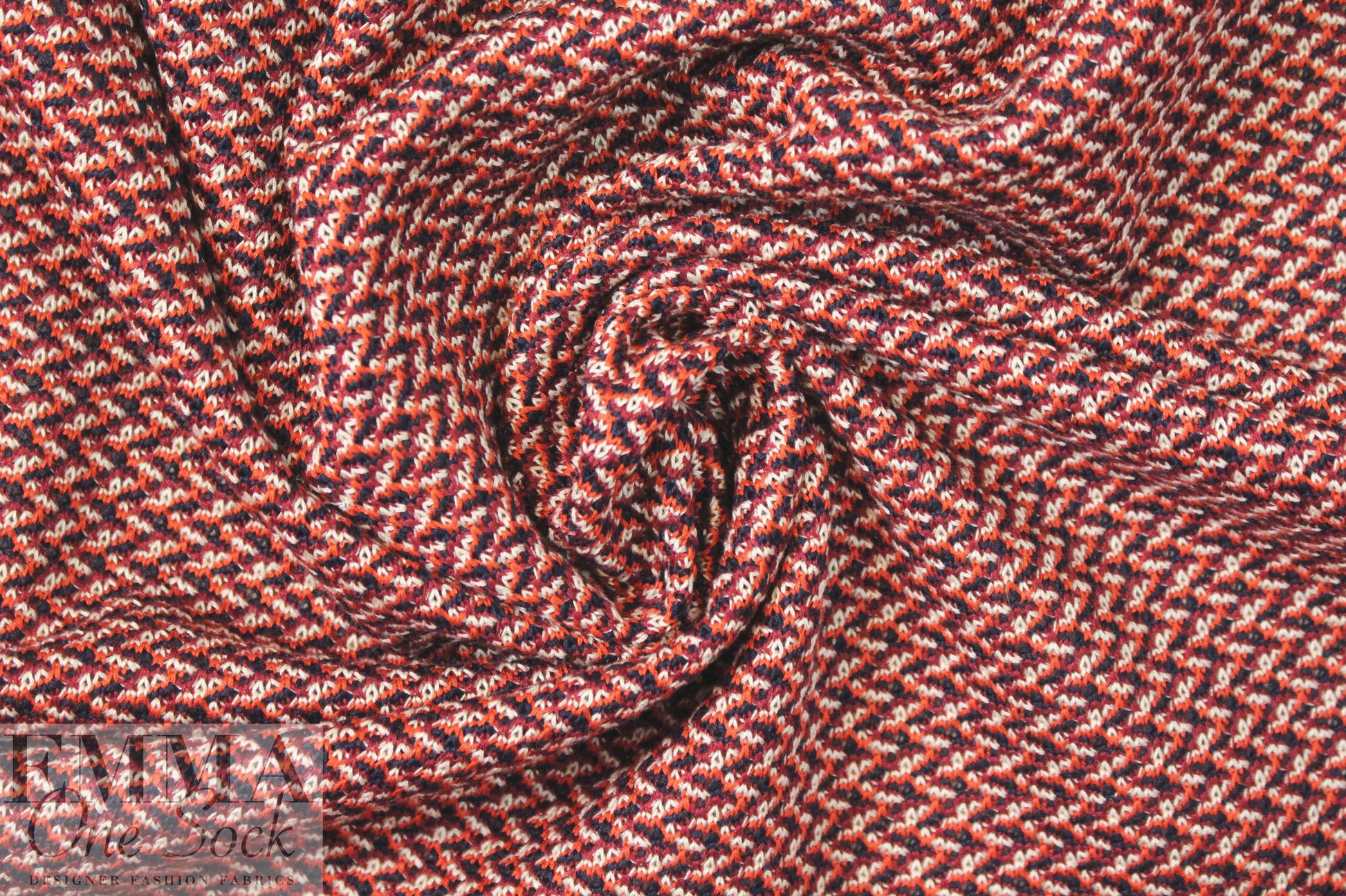 famous designer 'fairisle' cotton sweater knit - brick/navy