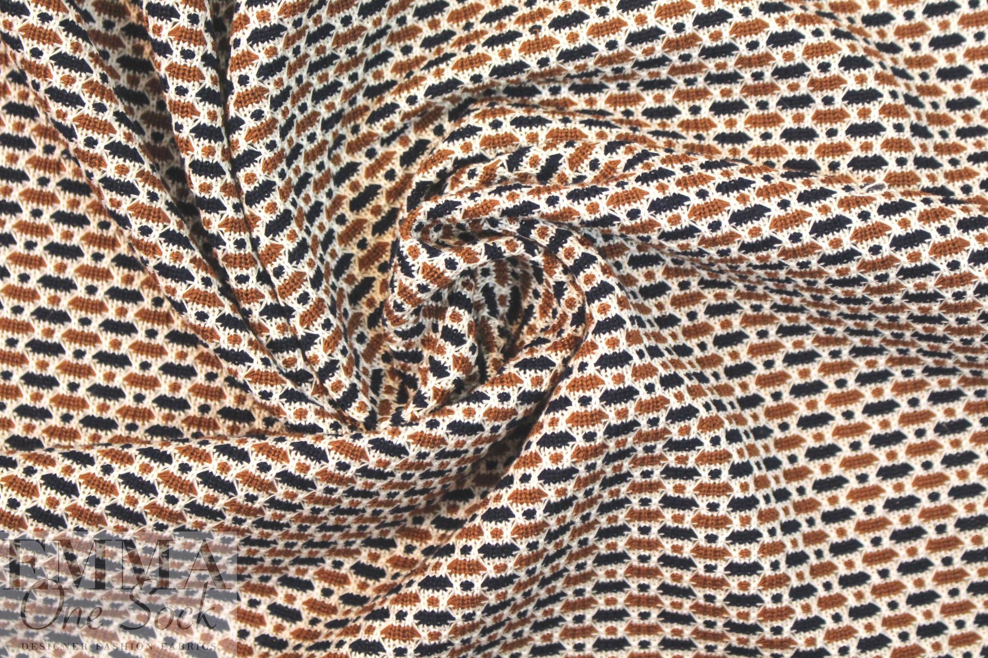 famous designer 'fairisle' sweater knit - nutmeg/midnight .5 yds