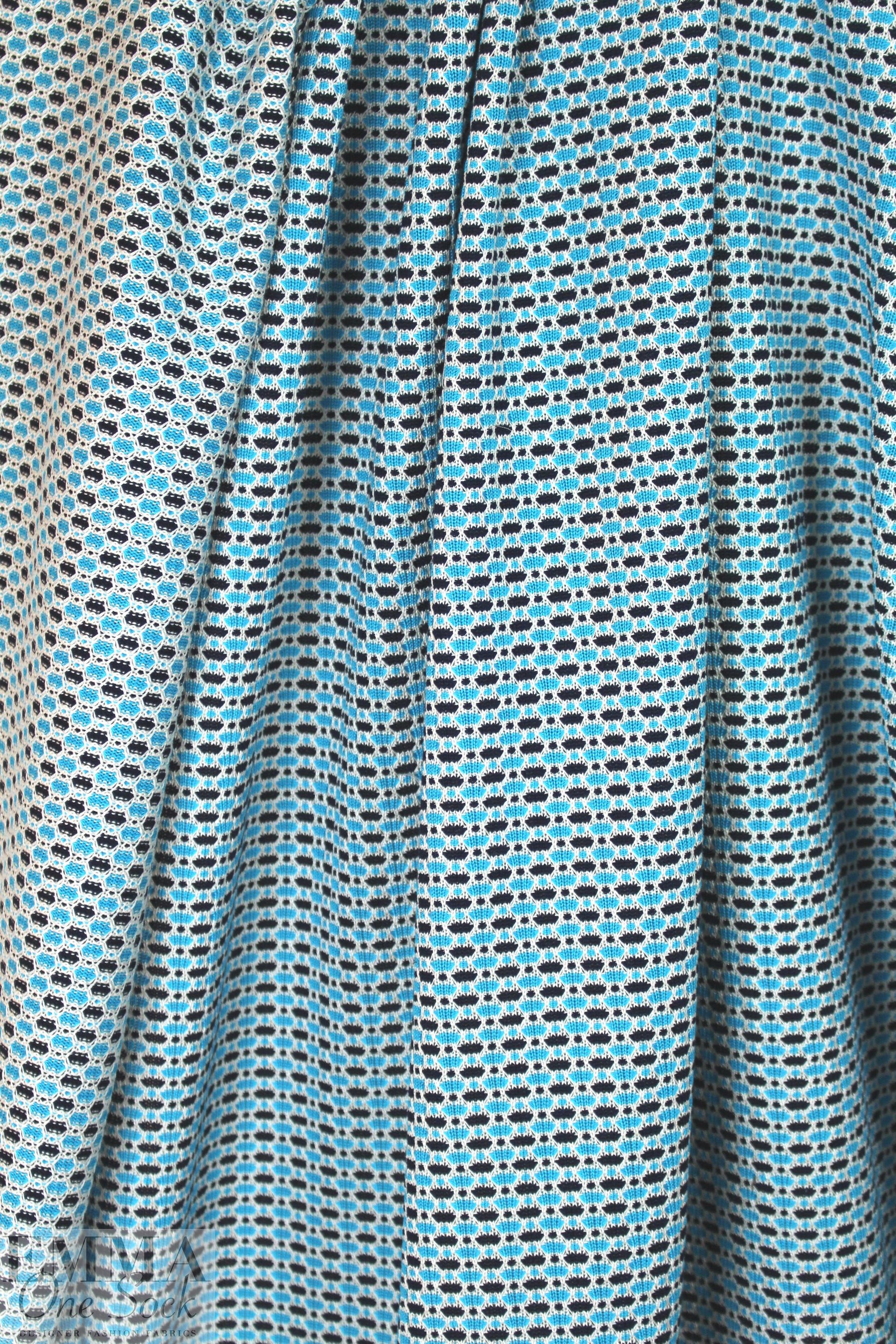 famous designer 'fairisle' sweater knit - turquoise/midnight