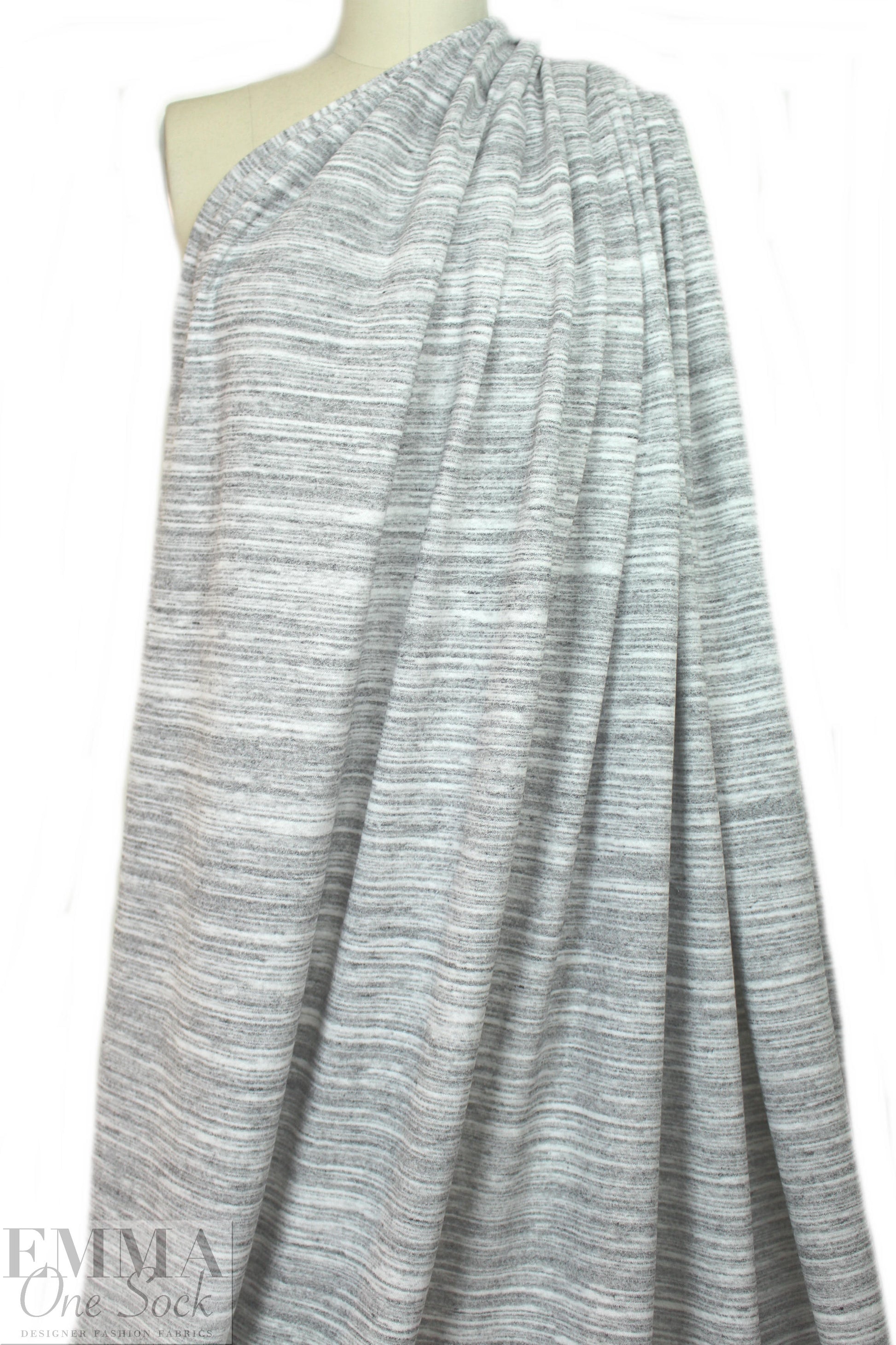 CA designer cotton french terry knit - variegated gray 2.66 yd
