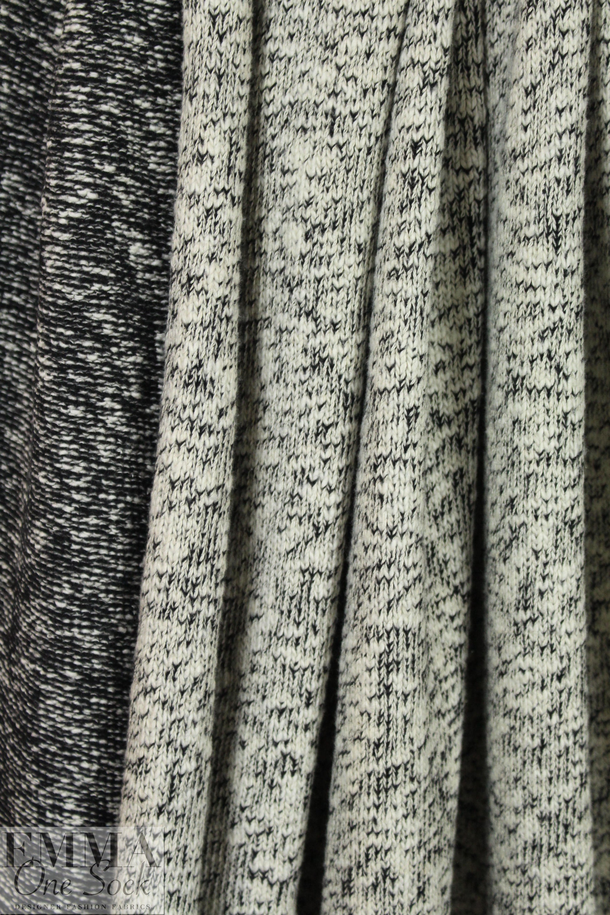 CA designer salt-pepper tweedy cotton sweater knit 1.75 yd