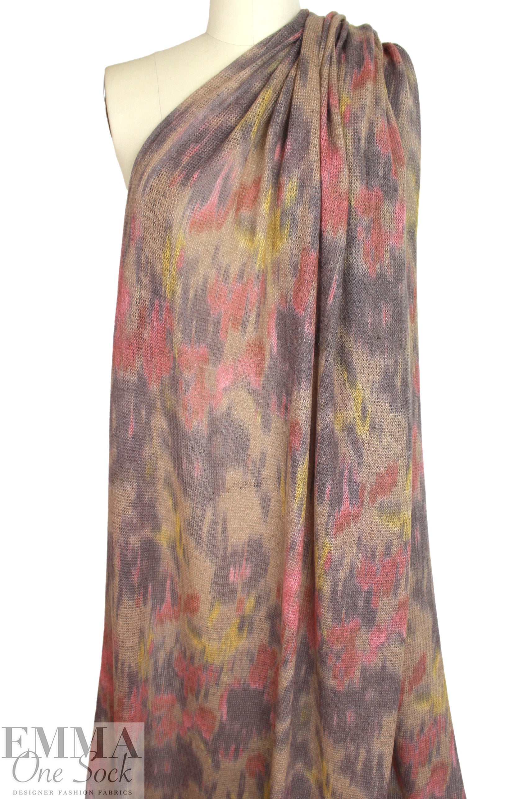 CA designer ikat floral wool blend sweater knit 2.25 yd