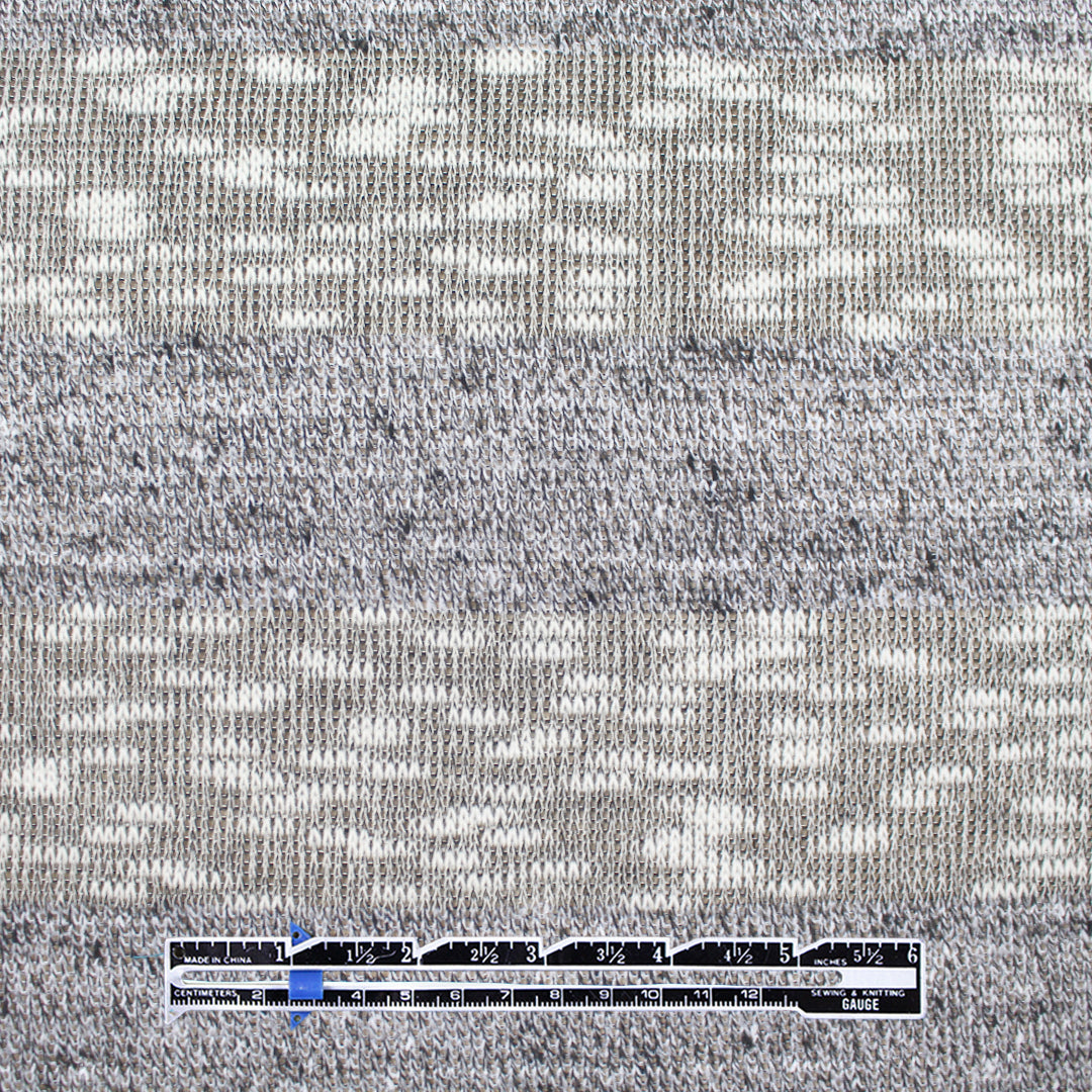 CA designer tweedy stripe sweater knit - black/silver/cream 1.75 yd
