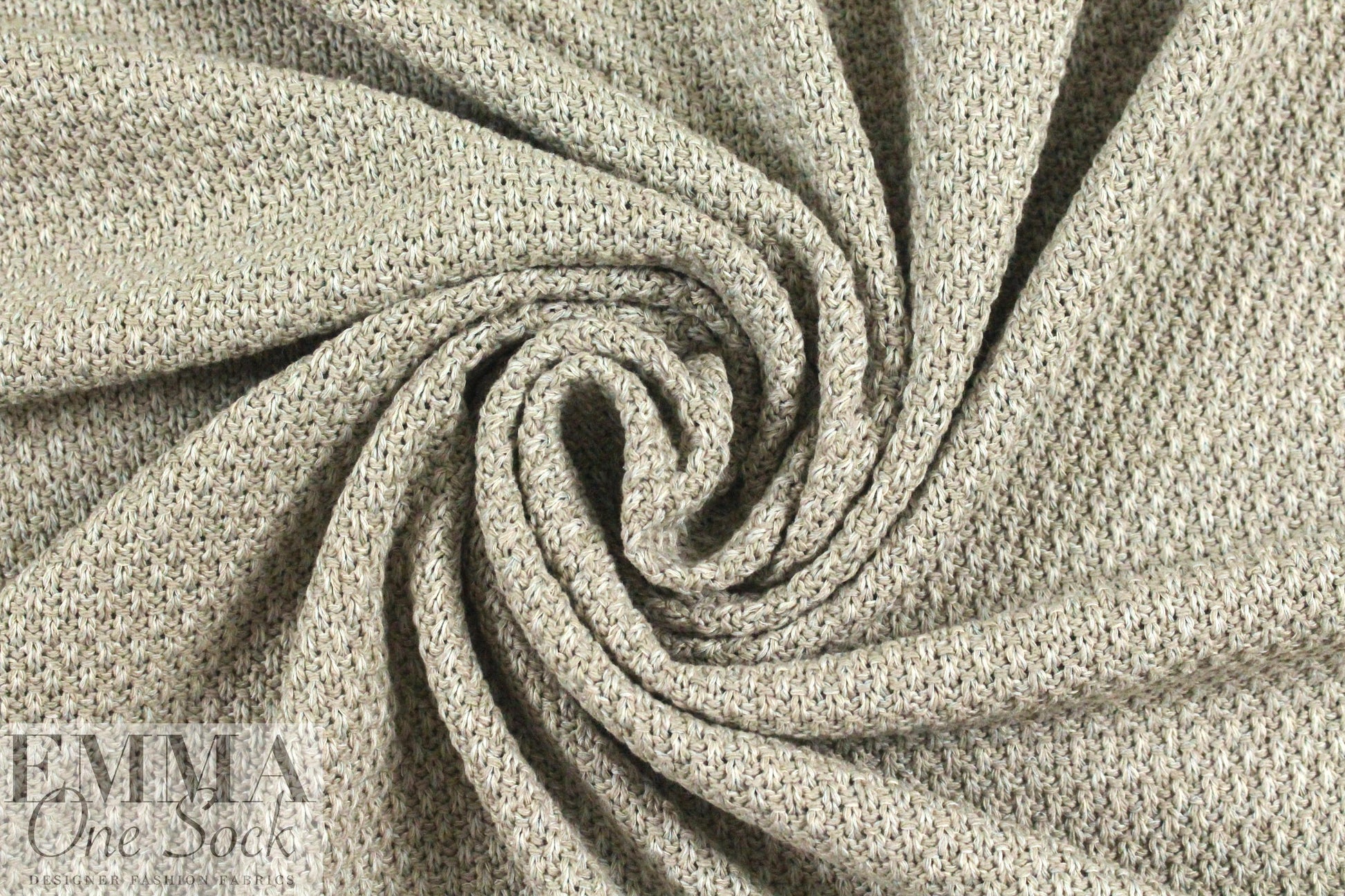 Italian warm gray knotted stitch cotton sweater knit 1.75 yds