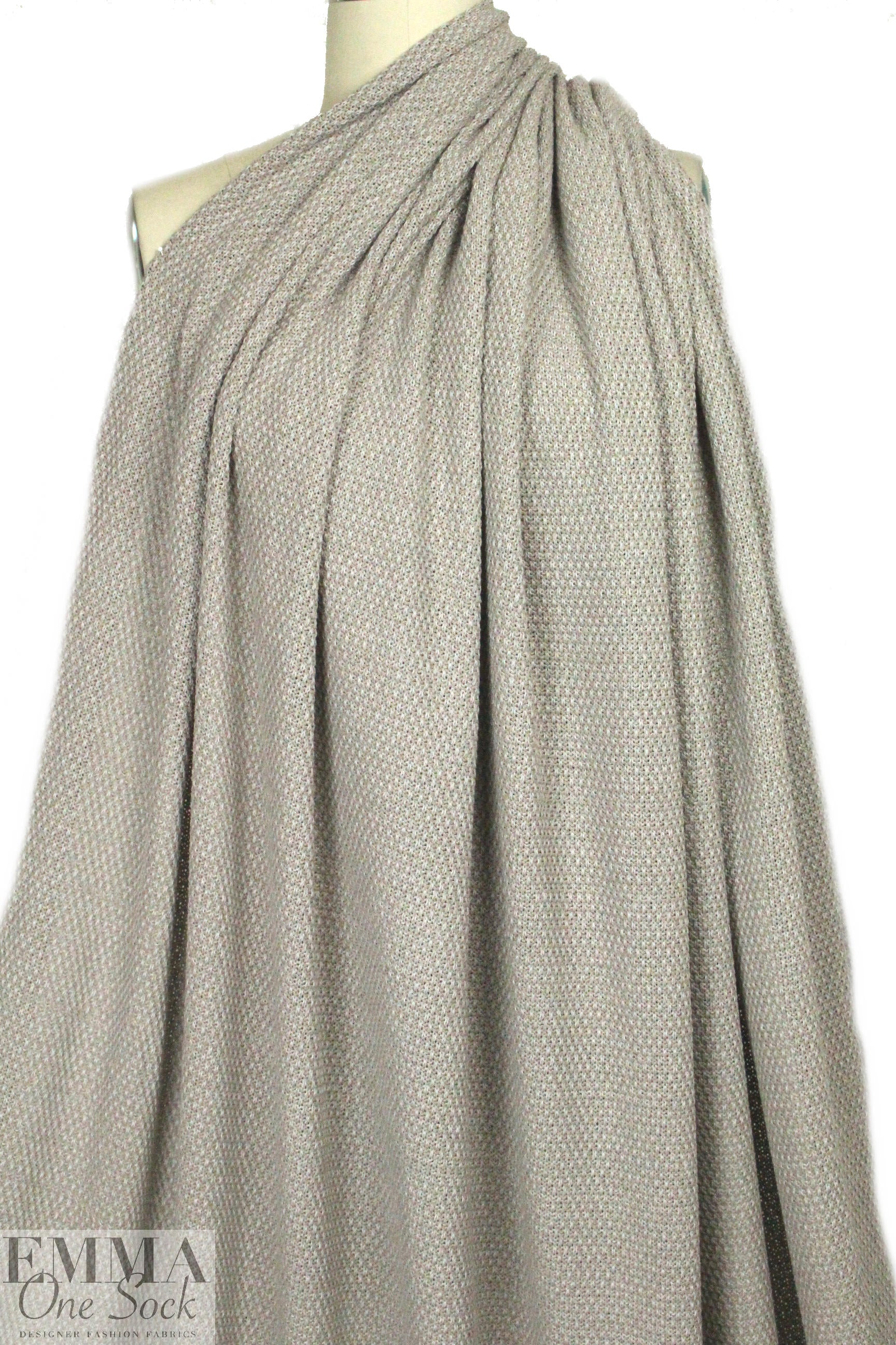 Italian warm gray knotted stitch cotton sweater knit 1.125 yds