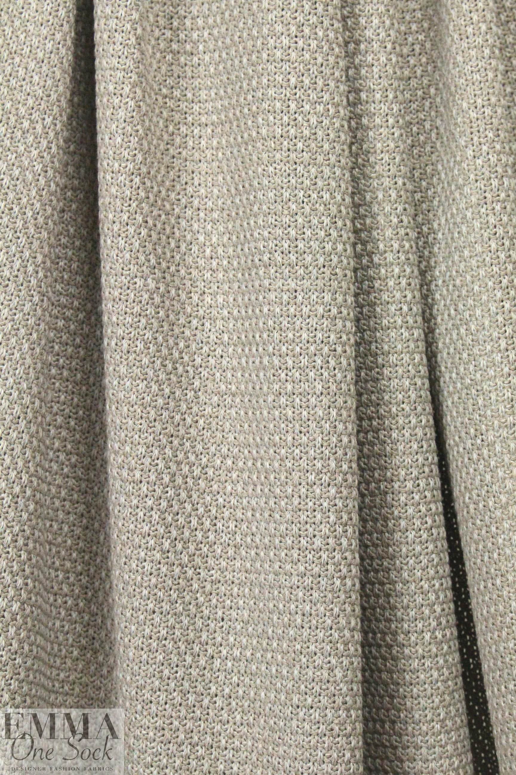 Italian warm gray knotted stitch cotton sweater knit 1.75 yds