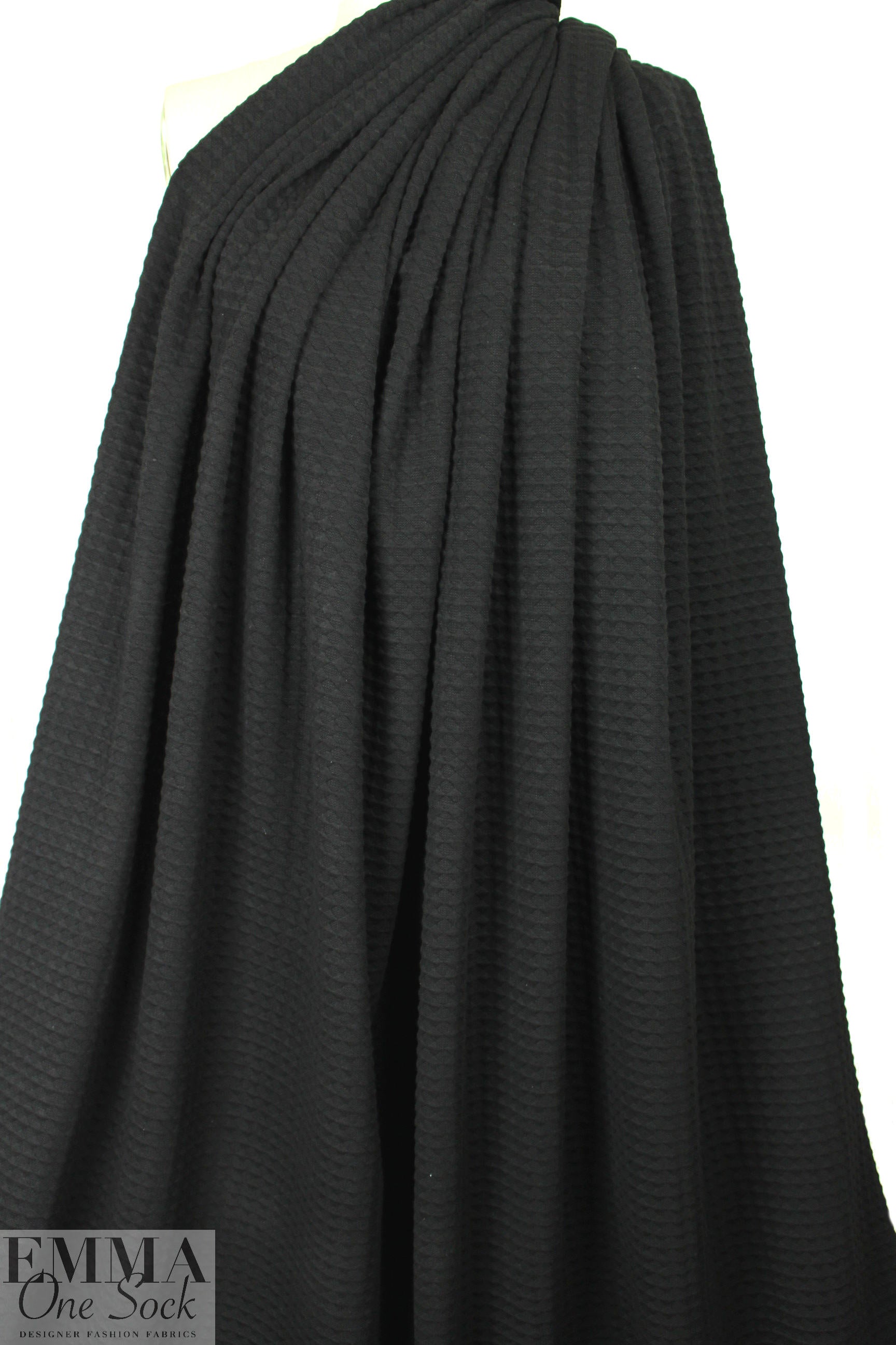 NY designer diamond matelasse' knit - black 1.875 yds