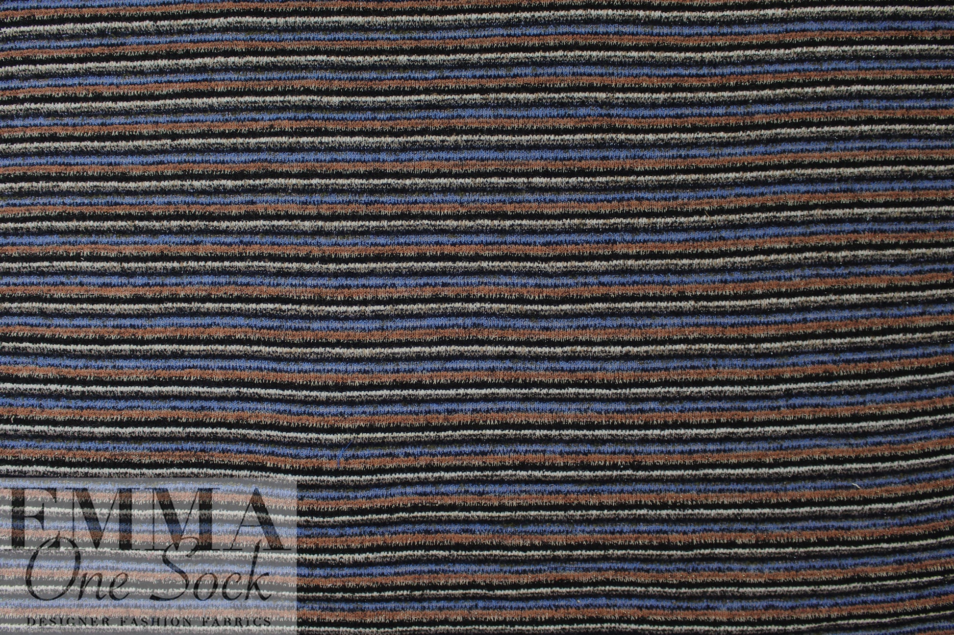 Italian wool blend, yarn-dyed stripe sweater - blue/chestnut .875 yds