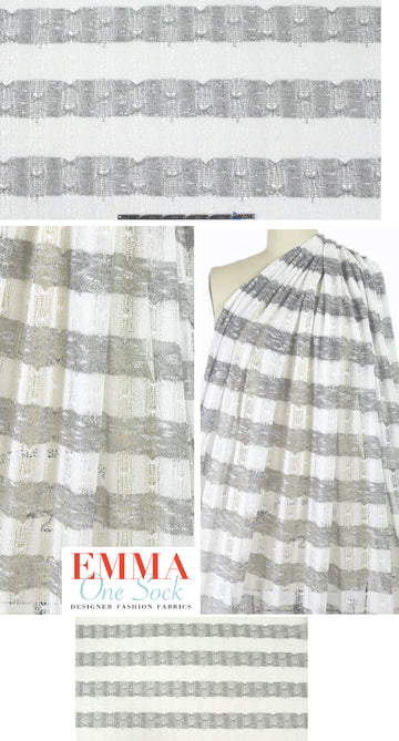 CA designer lacey, stripey open sweater knit - gray