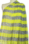 CA designer lacey, stripey open sweater knit - lemon-lime