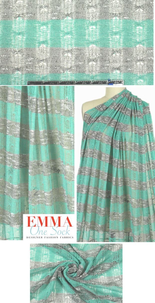 CA designer lacey, stripey open sweater knit - mint