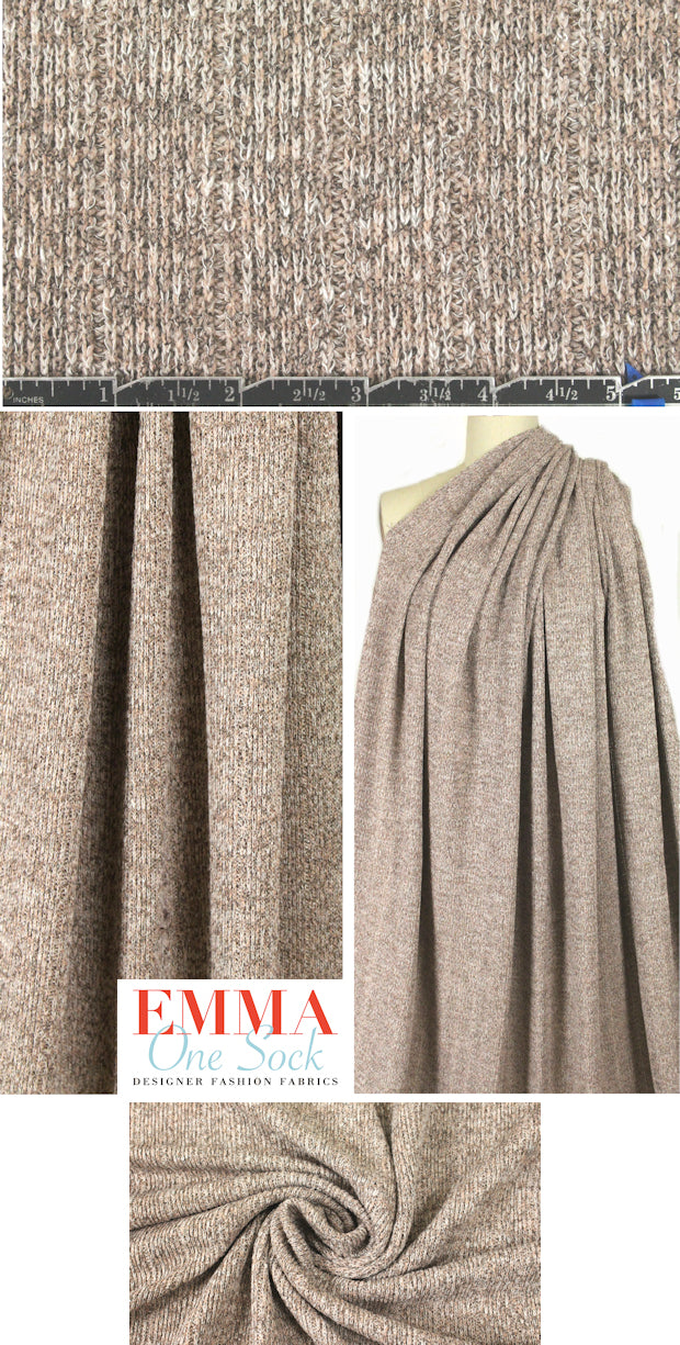 CA designer ribbed, tweedy sweater knit - rose dust .80 yds