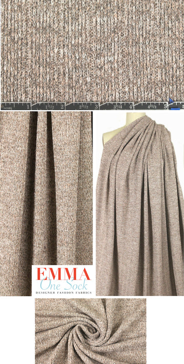 CA designer ribbed, tweedy sweater knit - rose dust .80 yds
