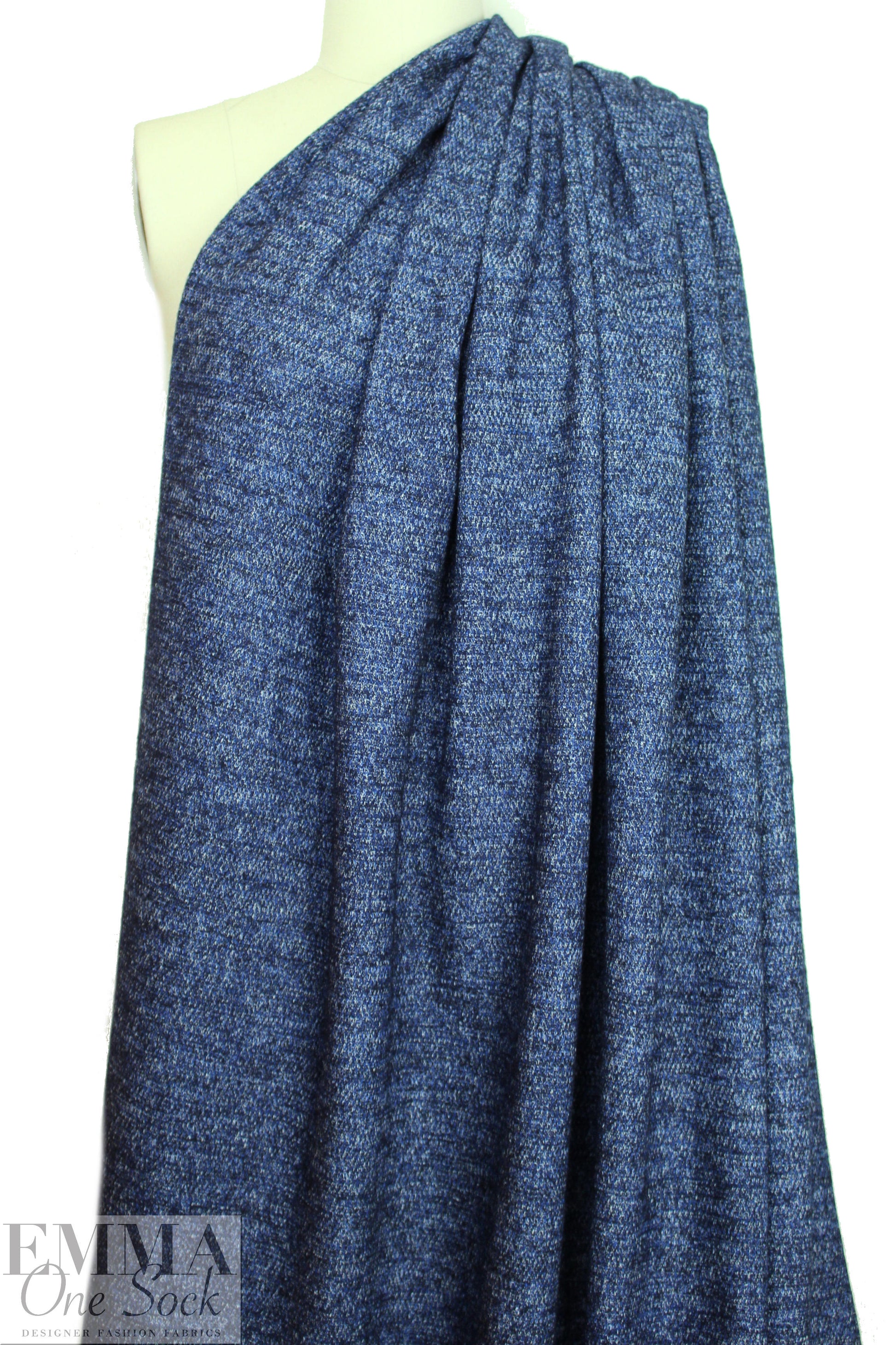 Italian denimy blue tweed cotton/wool sweater knit