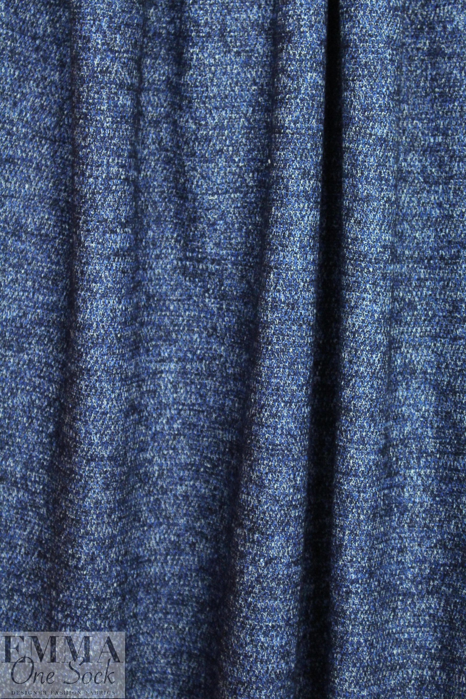 Italian denimy blue tweed cotton/wool sweater knit