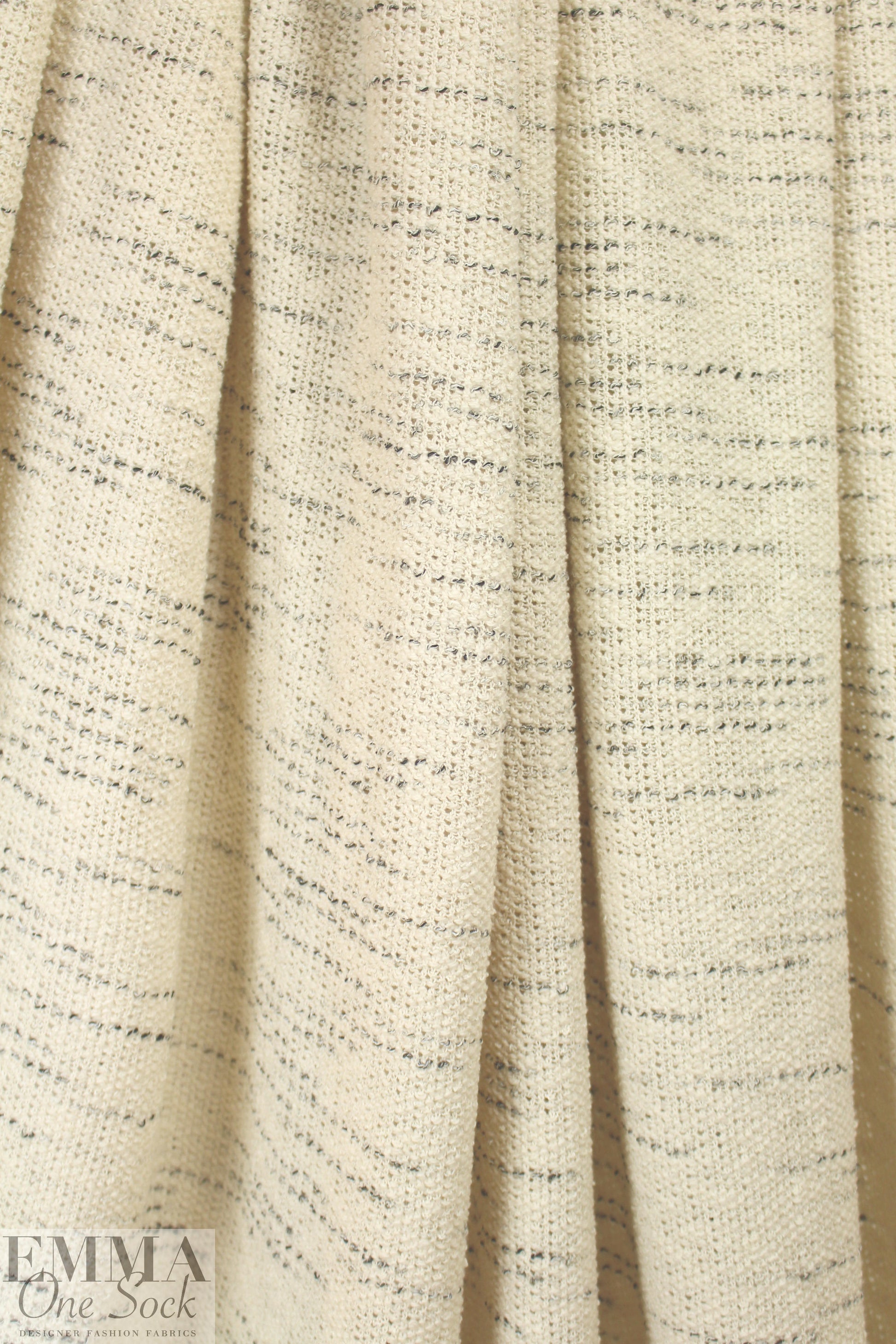 NY designer cream with black slubs cotton sweater knit