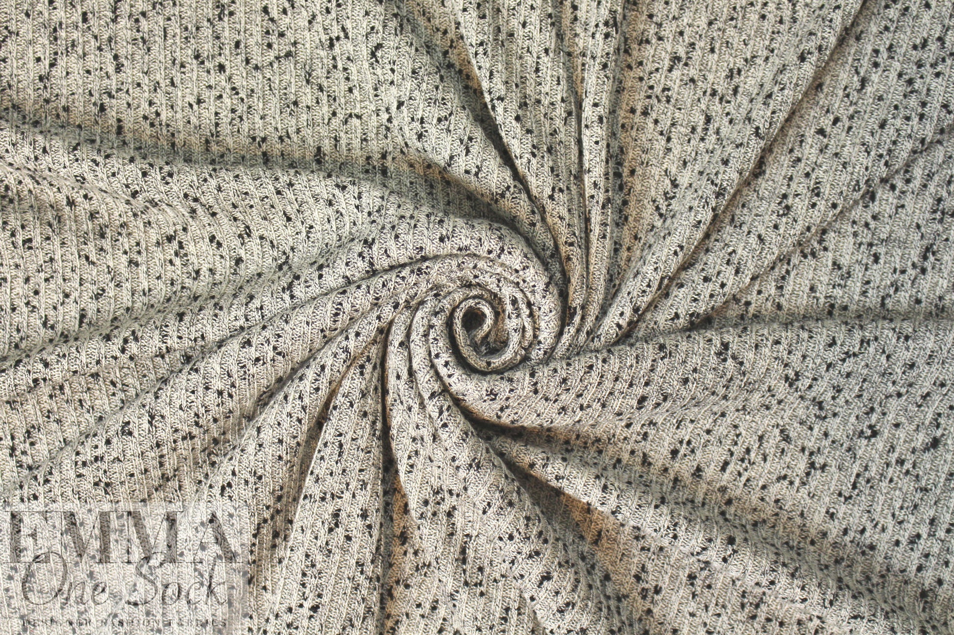 NY designer ribbed sweater knit - salt/pepper .75 yds