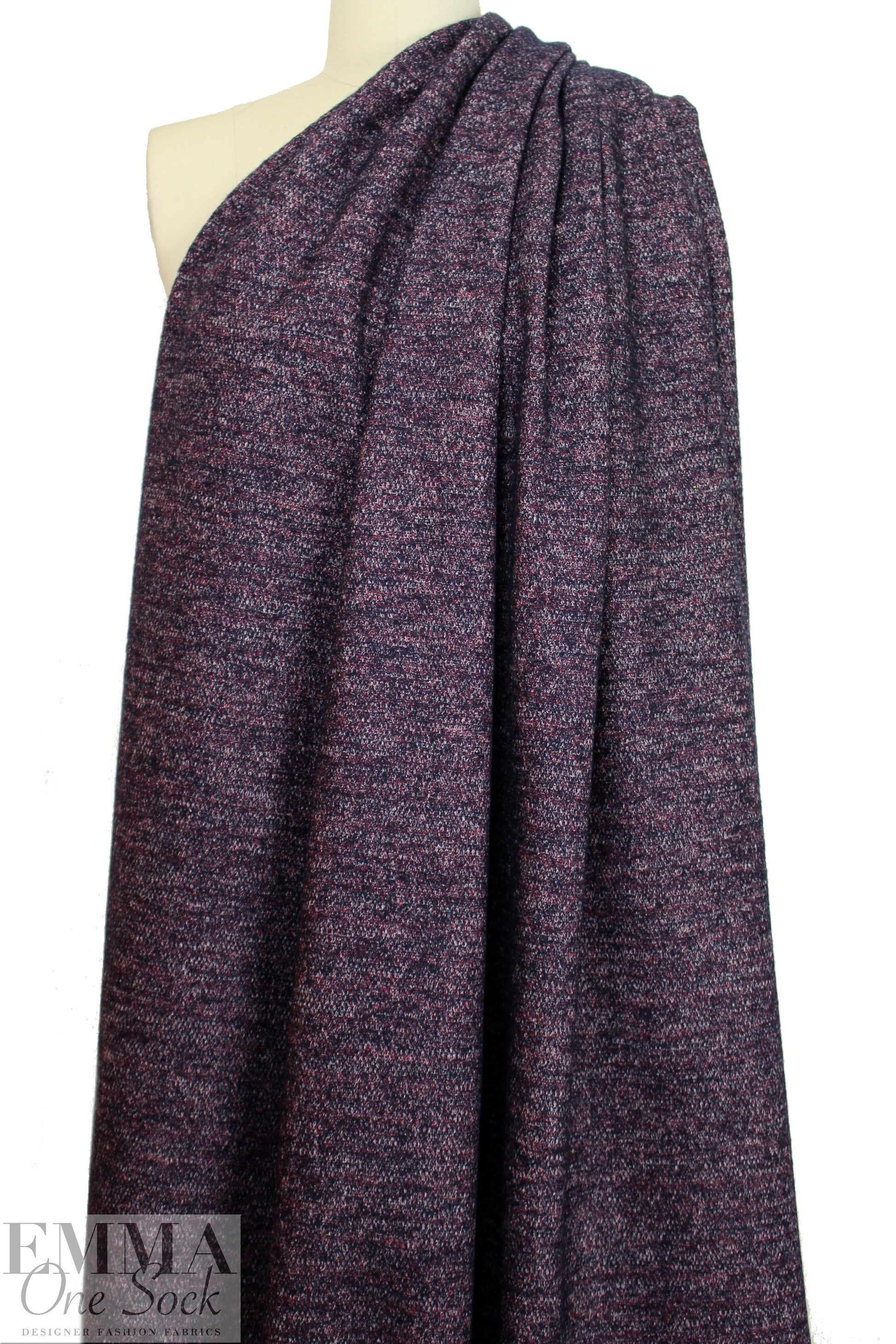 Italian wine/aubergine tweed cotton/wool sweater knit