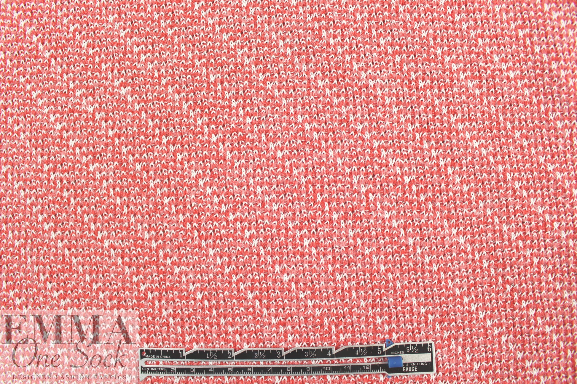 NY designer coral/white stripey sweater knit .66 yds