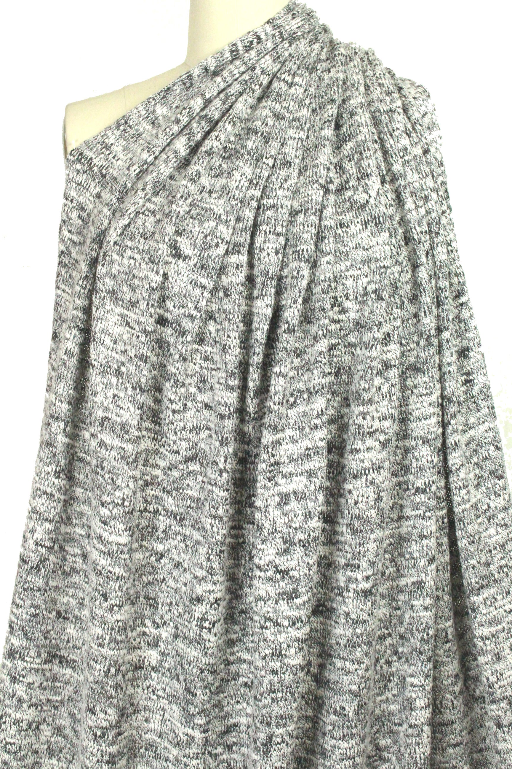 Italian salt-pepper tweedy cotton sweater knit 1.375 yd