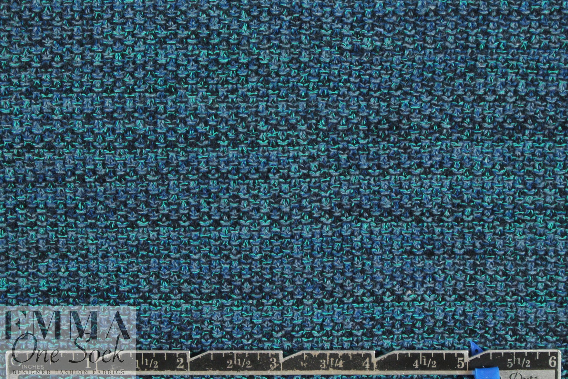 Italian blue/turquoise seed stitch cotton sweater knit