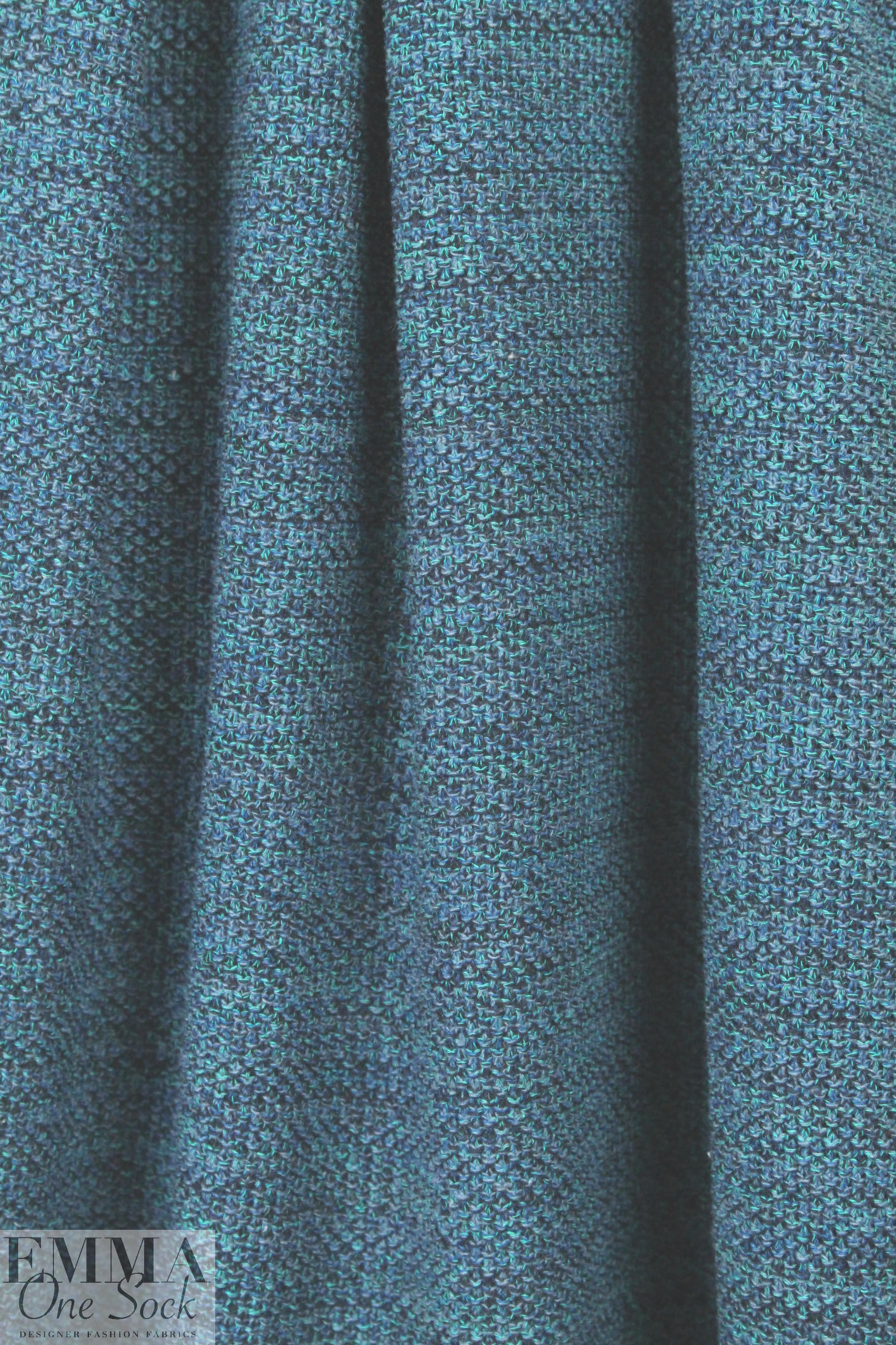 Italian blue/turquoise seed stitch cotton sweater knit