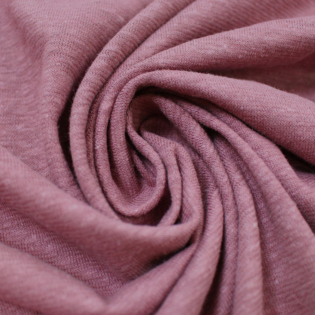 lightweight hemp/organic slubby sweater knit - mauve rose 1.25 yds