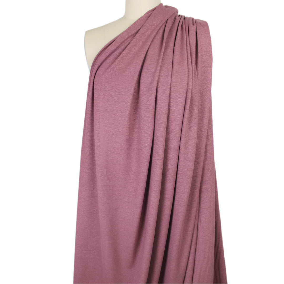 lightweight hemp/organic slubby sweater knit - mauve rose 1.25 yds