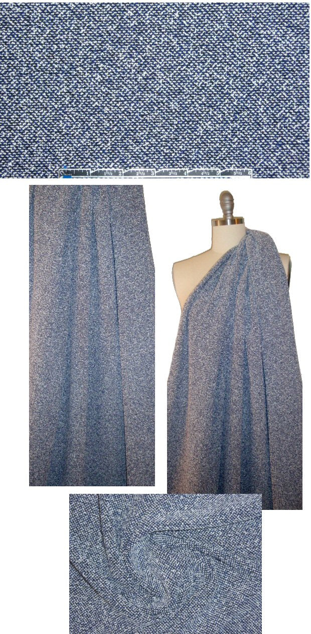Rebecca Tayl0r tweedy woven - navy/white 1.375 yds