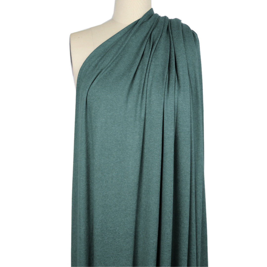 ultra-soft stretch rayon blend sweater knit - stormy teal *FLAW* 1.75 yds