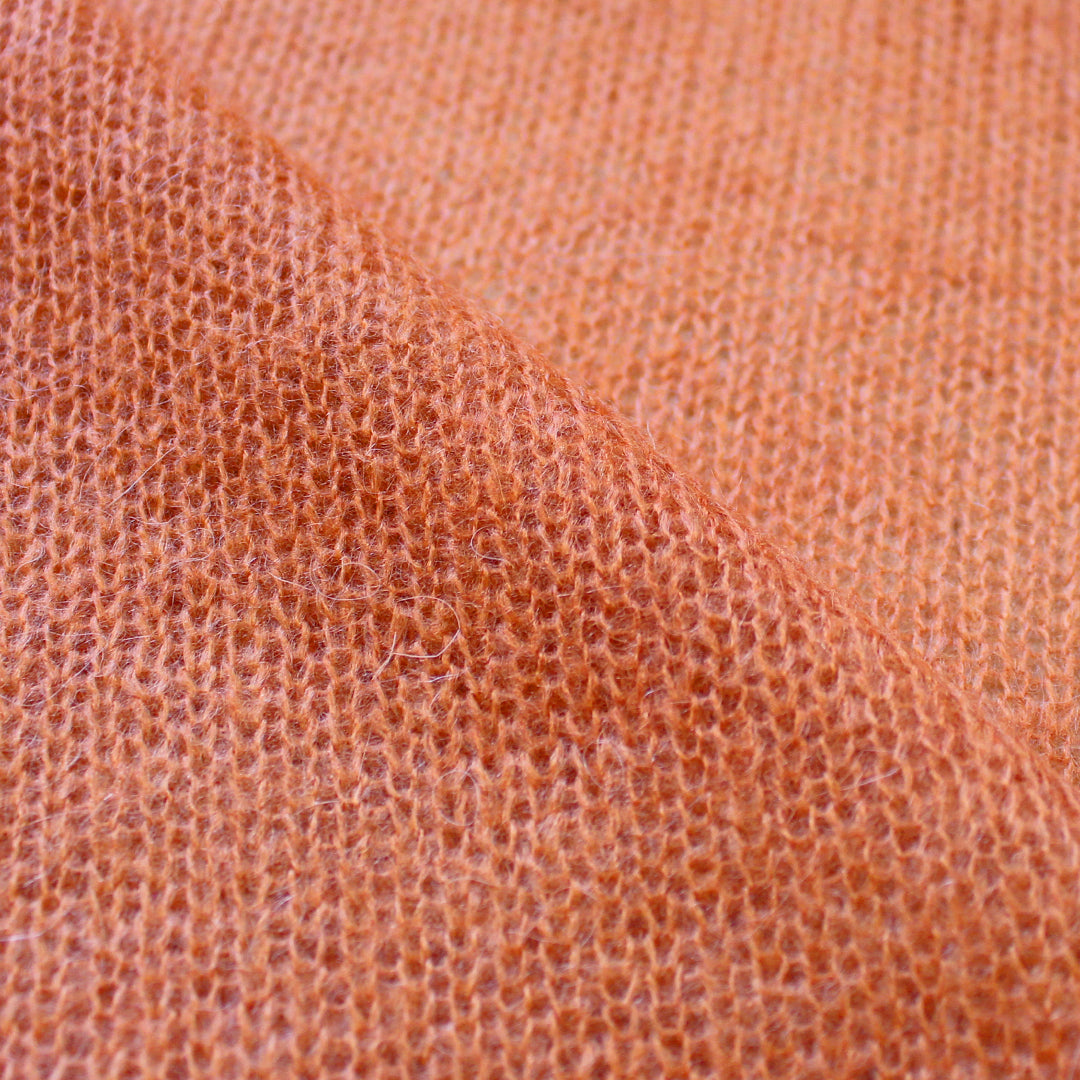 Italian mohair blend open stitch sweater knit - carrot .5 yard