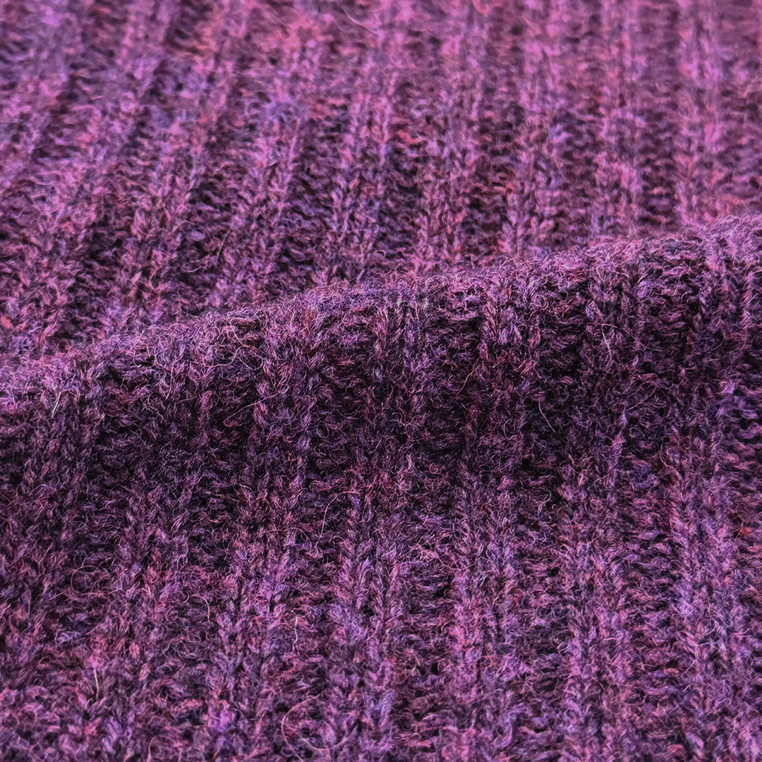 Italian all wool chunky rib sweater knit - mulberry .875 yds