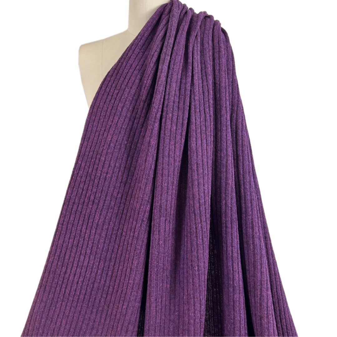 Italian all wool chunky rib sweater knit - mulberry .875 yds