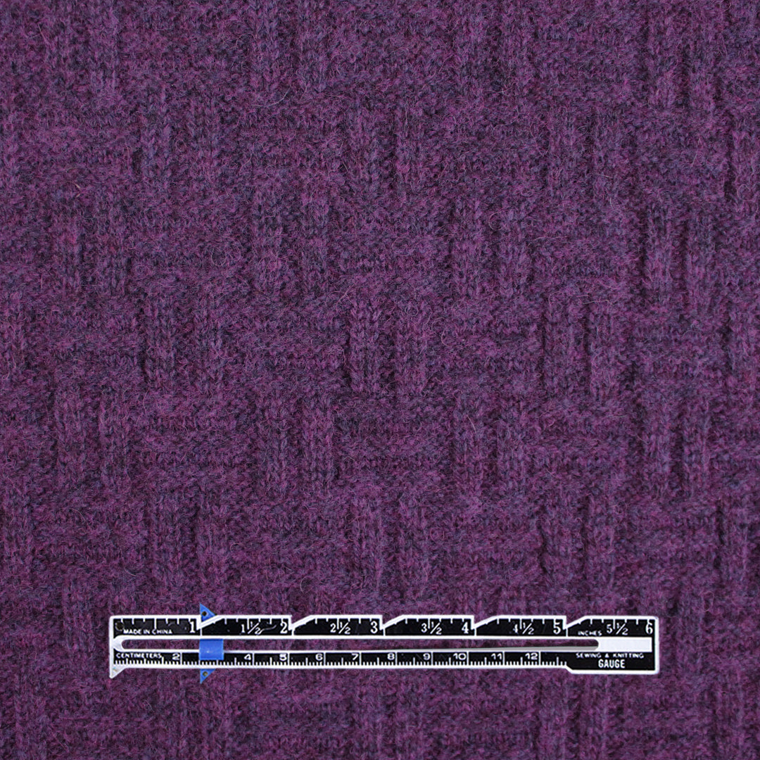 Italian all wool chunky parquet sweater knit - mulberry .75 yds
