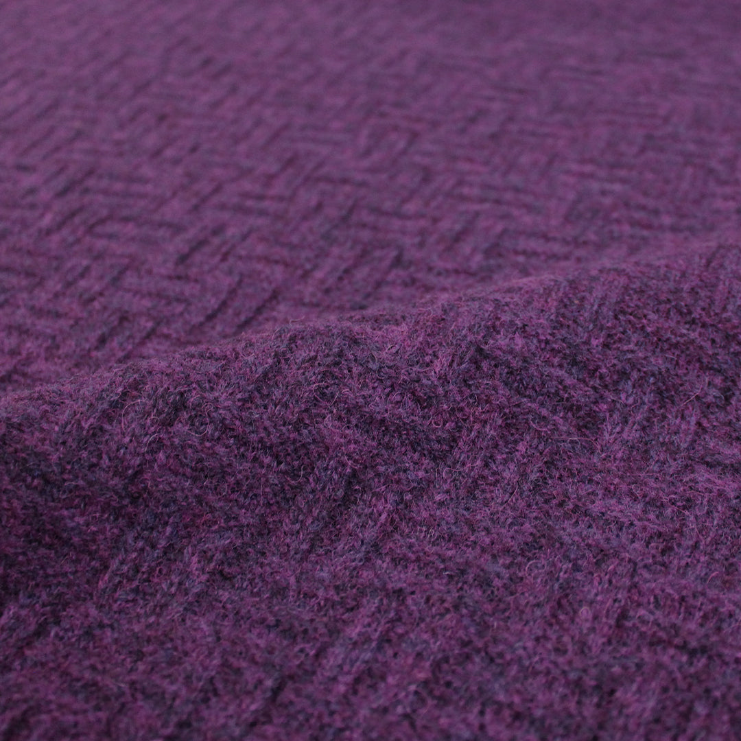 Italian all wool chunky parquet sweater knit - mulberry .75 yds
