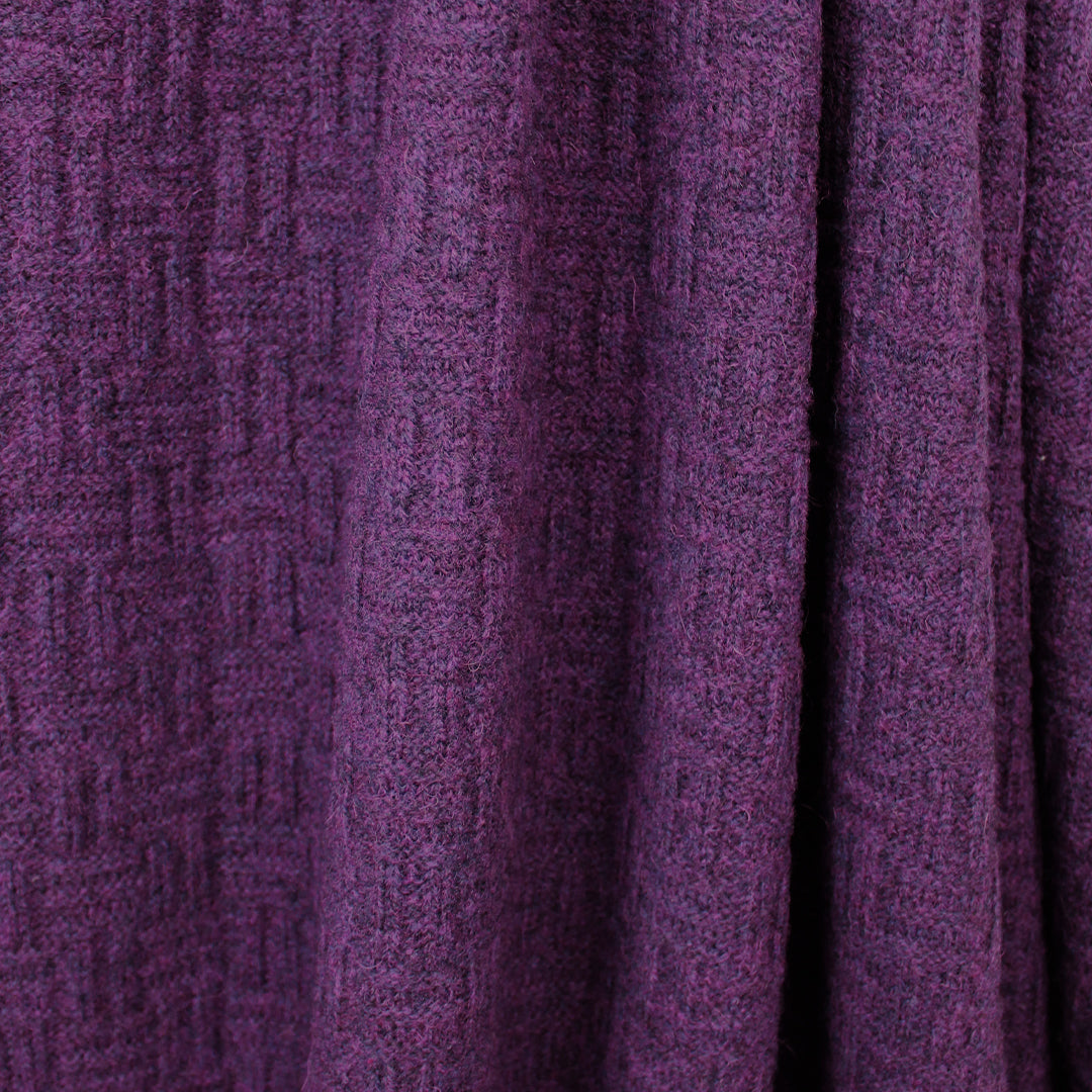 Italian all wool chunky parquet sweater knit - mulberry .75 yds