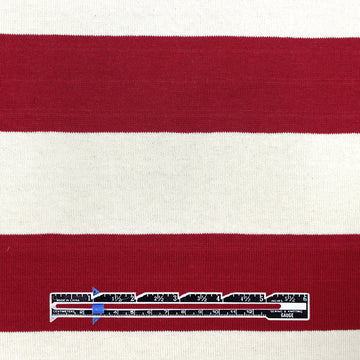 French broad stripe cotton sweater knit - Persian red/ivory .5 yds