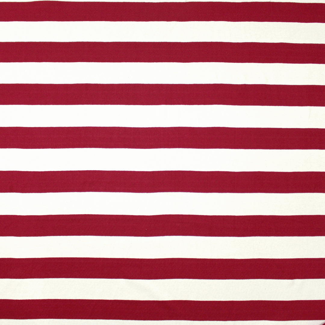 French broad stripe cotton sweater knit - Persian red/ivory .5 yds