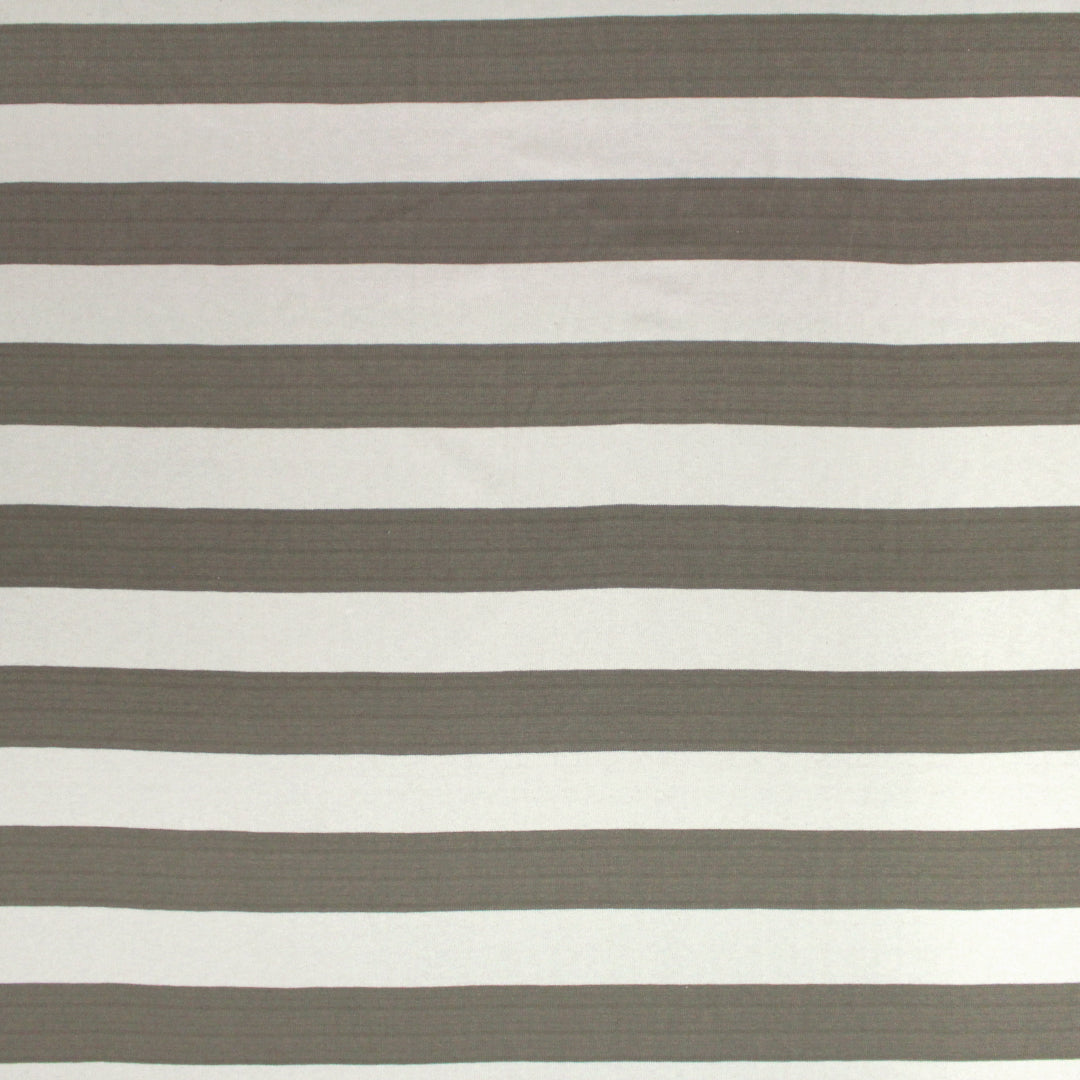 French broad stripe cotton sweater knit - taupe/ivory