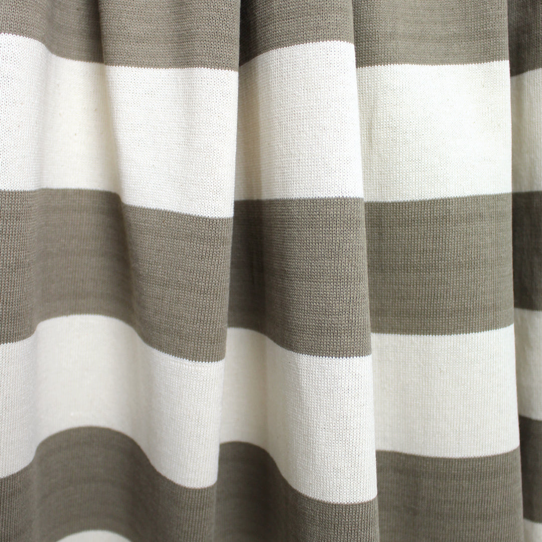 French broad stripe cotton sweater knit - taupe/ivory