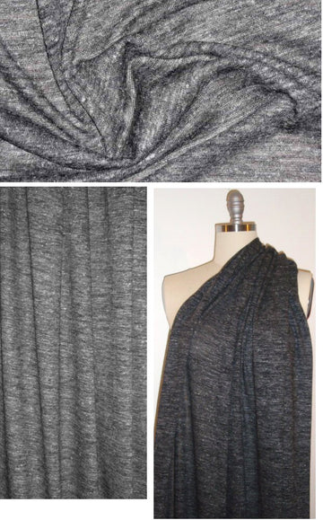 Italian wool/hemp lightweight sweater knit - charcoal .66 yds