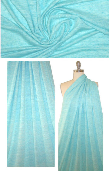NY designer aqua melange cotton sweater knit .875 yds
