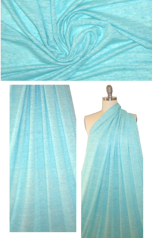 NY designer aqua melange cotton sweater knit 1.60 yds