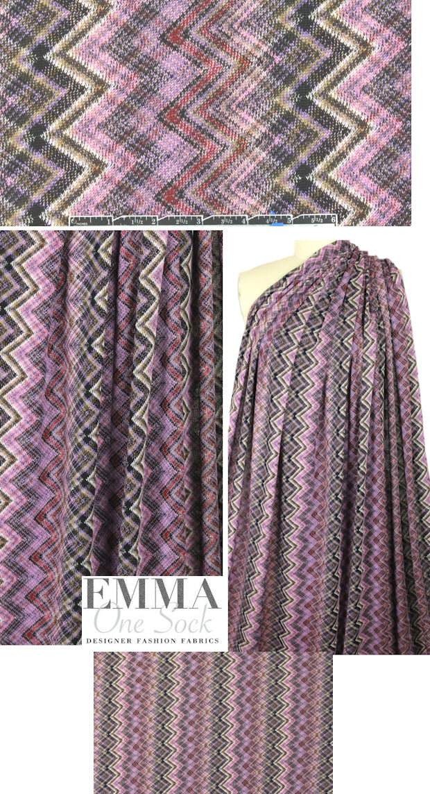 NY designer lilac/brick argyle yarn-dyed sweater knit 1.66 yd