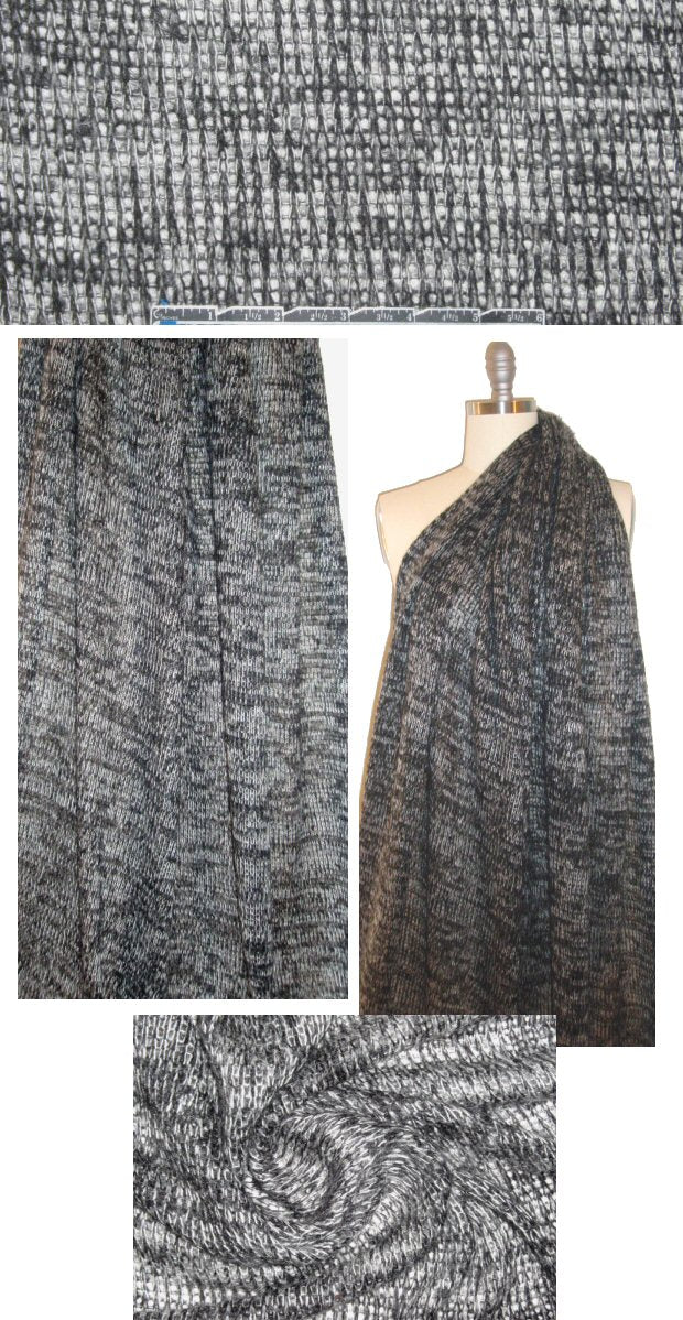 Italian loose stitch sweater knit - black/silver 1.375 yd
