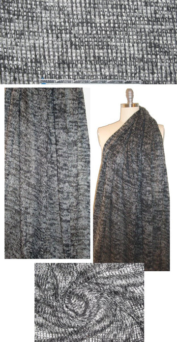 Italian loose stitch sweater knit - black/silver 1.375 yd