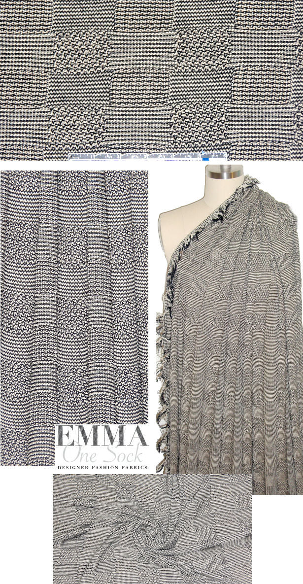NY designer checkerboard cotton sweater knit