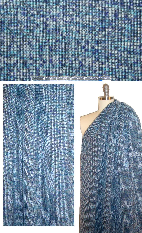 Italian textured dot boucle' sweater knit - blues