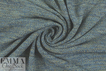 Italian blue/yellow seed stitch cotton sweater knit 1.75 yds